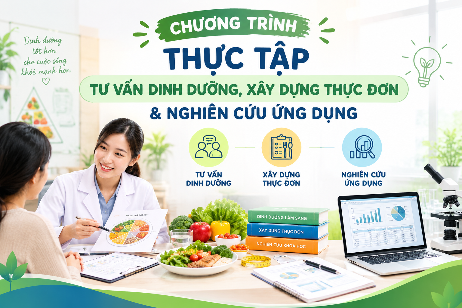 CHƯƠNG TRÌNH THỰC TẬP TƯ VẤN DINH DƯỠNG, XÂY DỰNG THỰC ĐƠN & NGHIÊN CỨU ỨNG DỤNG